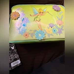 Disney Tinker Bell Green Floral Cosmetic Bag